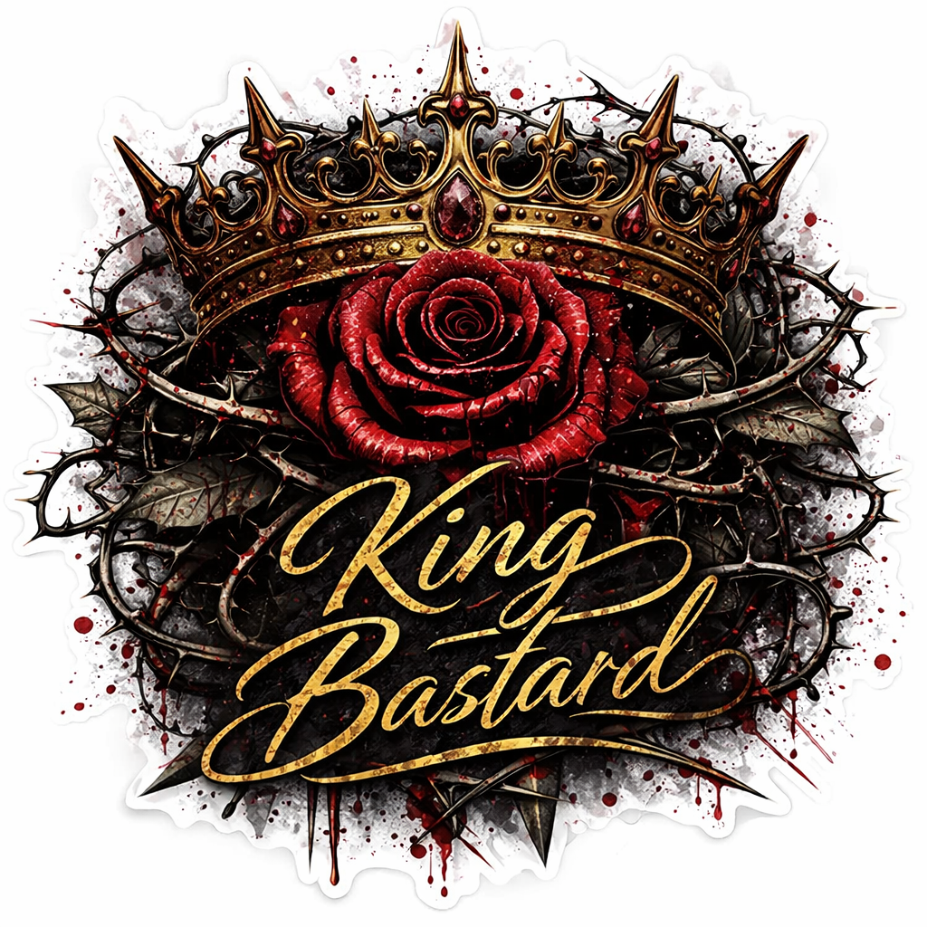 Queen Bitch/King Bastard Crown & Thorn Rose Graphic Sticker