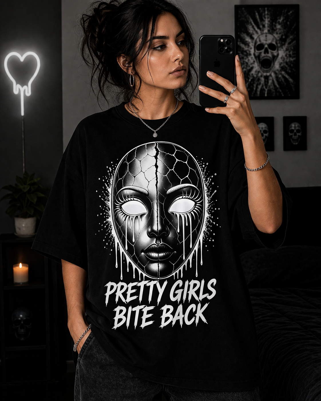 Pretty Girls Bite Back T-Shirt | Dark Feminine Graphic Tee | Edgy Statement Shirt