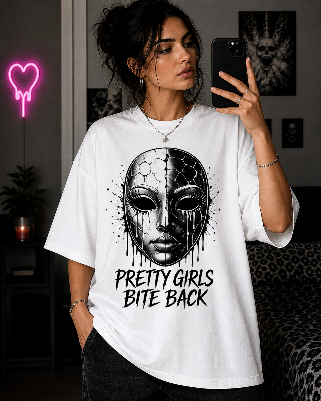 Pretty Girls Bite Back T-Shirt | Dark Feminine Graphic Tee | Edgy Statement Shirt