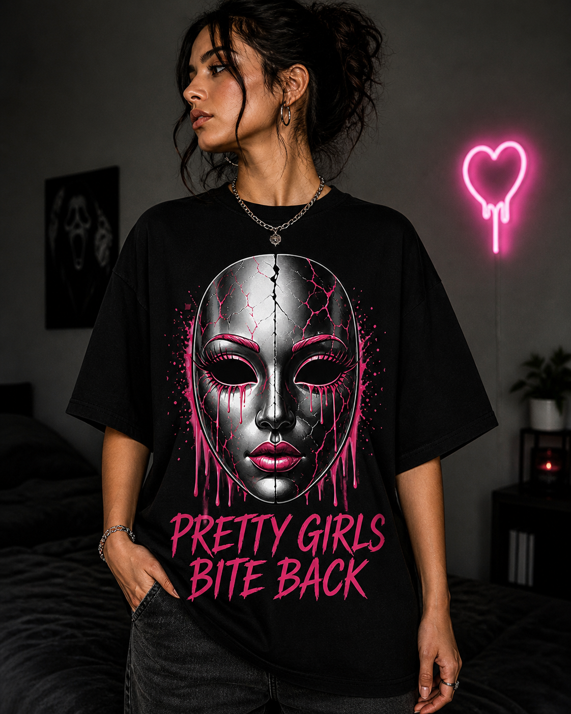 Pretty Girls Bite Back T-Shirt | Dark Feminine Graphic Tee | Edgy Statement Shirt
