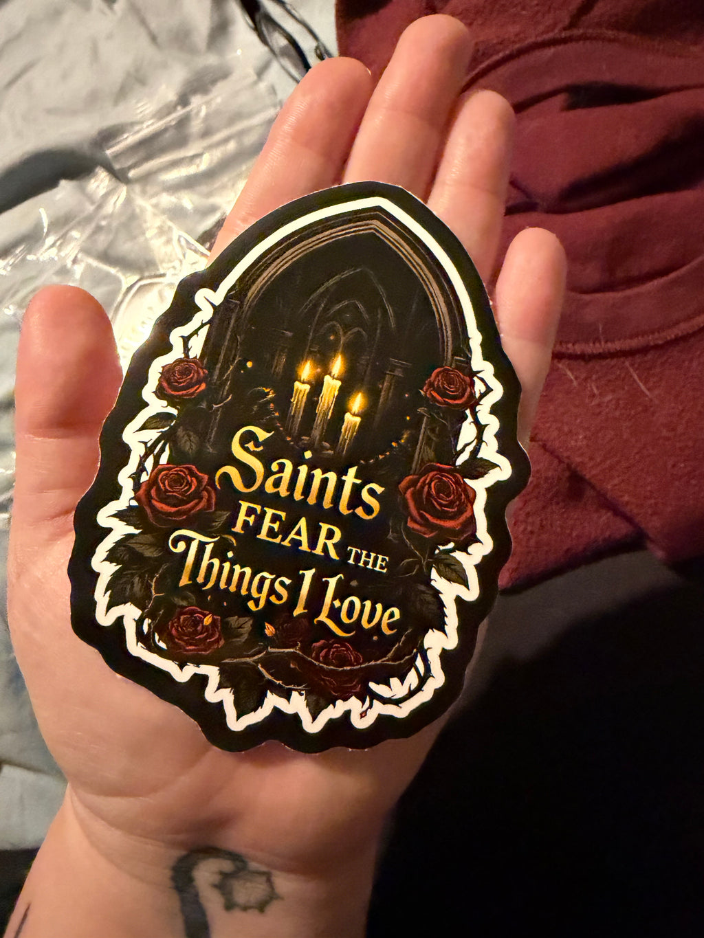 Saints Hate What I Love – Morally Grey Energy 2.18” x 3” Sticker