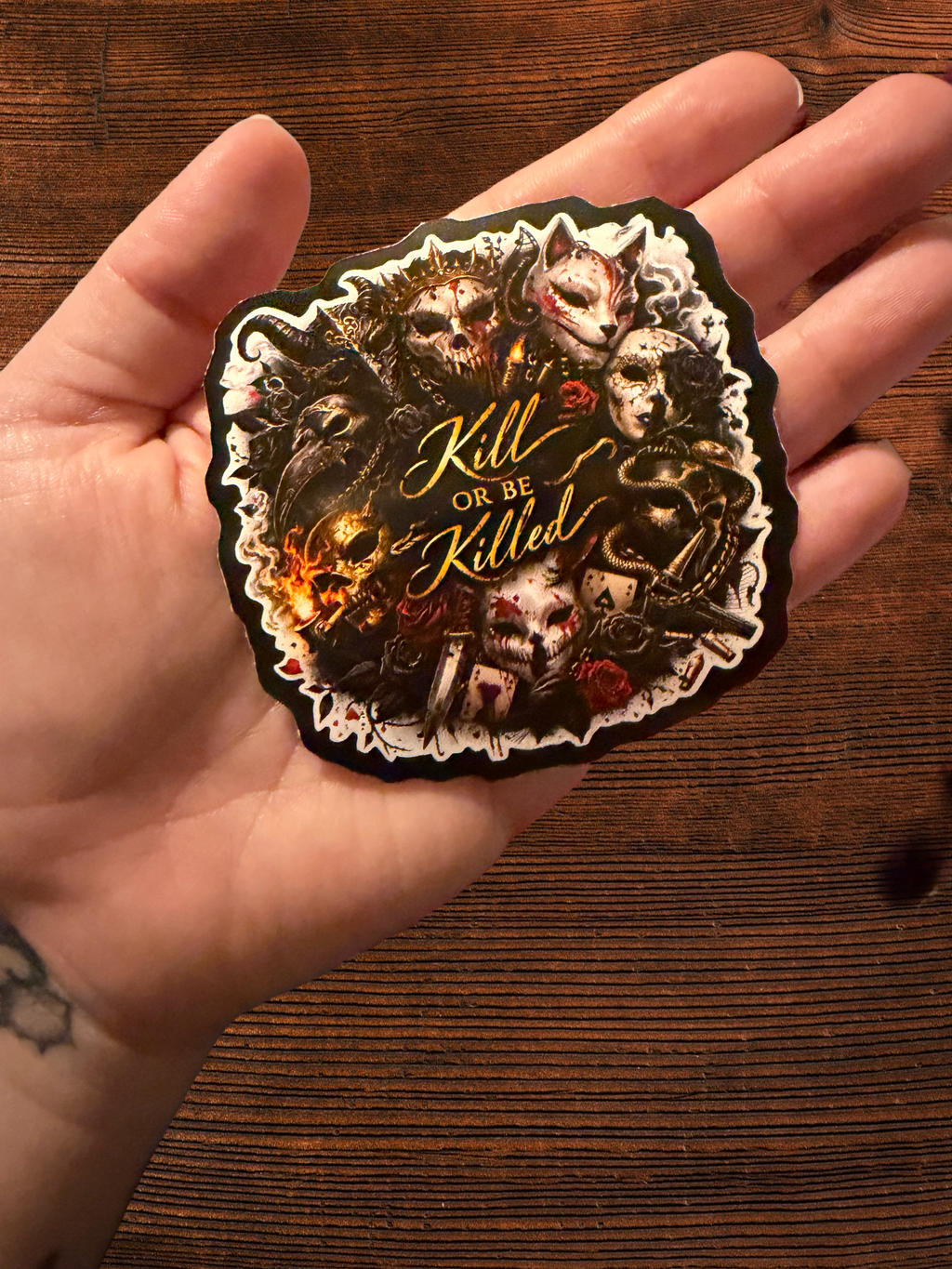 Kill or Be Killed – Dark Horror Aesthetic Sticker