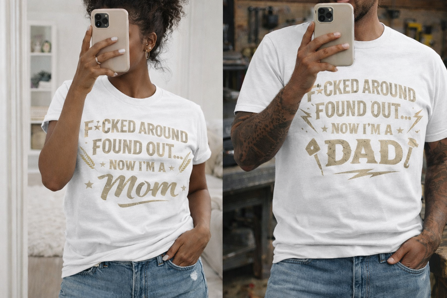 F*cked Around Found Out Shirt – Now I’m a Mom/Dad – Funny New Parent Shirt, Baby Announcement Tee, Viral TikTok Shirt