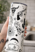 Western Aesthetic Tumbler | Cowgirl Stainless Steel Cup | Cowboy Boot & Cactus 20oz Tumbler | Western Drinkware
