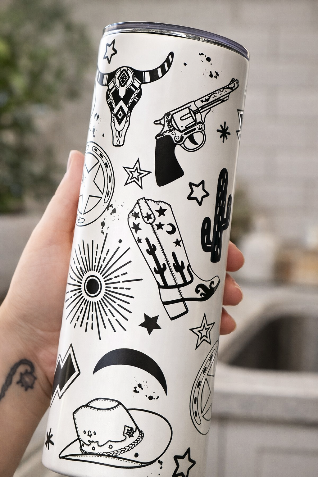Western Aesthetic Tumbler | Cowgirl Stainless Steel Cup | Cowboy Boot & Cactus 20oz Tumbler | Western Drinkware