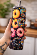 Donut Sprinkle Tumbler | Colorful Donut 20oz Cup | Fun Dessert Aesthetic Tumbler | Sweet Treat Drinkware