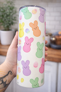 Easter Bunny Tumbler | 20oz Pastel Peep Cup | Spring Stainless Steel Tumbler with Straw | Cute Bunny Drinkware