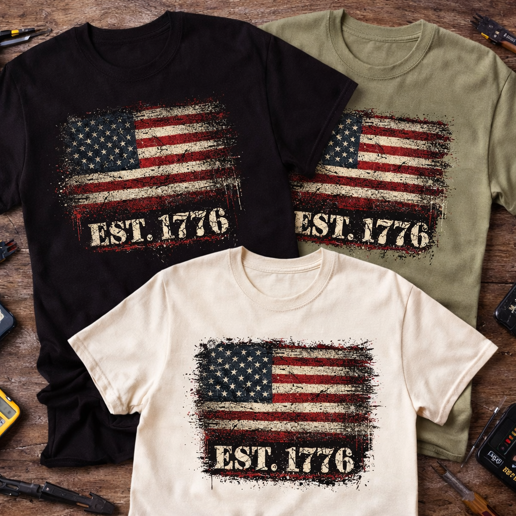 Distressed American Flag EST. 1776 Tee 🇺🇸 | Vintage Patriotic Shirt
