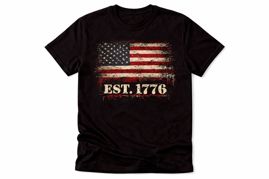 Distressed American Flag EST. 1776 Tee 🇺🇸 | Vintage Patriotic Shirt