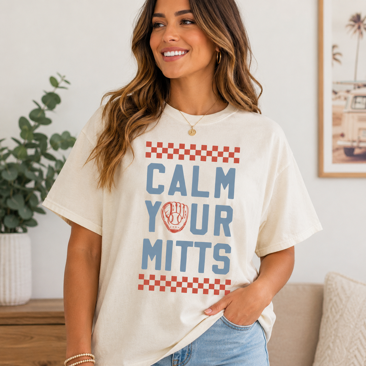 Calm Your Mitts Graphic Tee | Baseball Shirt | Softball Mom Tee | Retro Sports Graphic T-Shirt