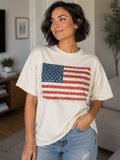 Southern Fried Distressed American Flag Tee | Patriotic Graphic Shirt | USA Flag T-Shirt