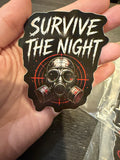 Survive the Night Sticker | Horror Gas Mask Waterproof Vinyl Decal | Apocalypse Aesthetic Sticker
