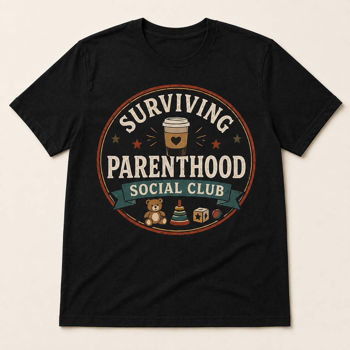Surviving Parenthood Social Club Shirt | Funny Parent Graphic Tee | Mom and Dad Gift